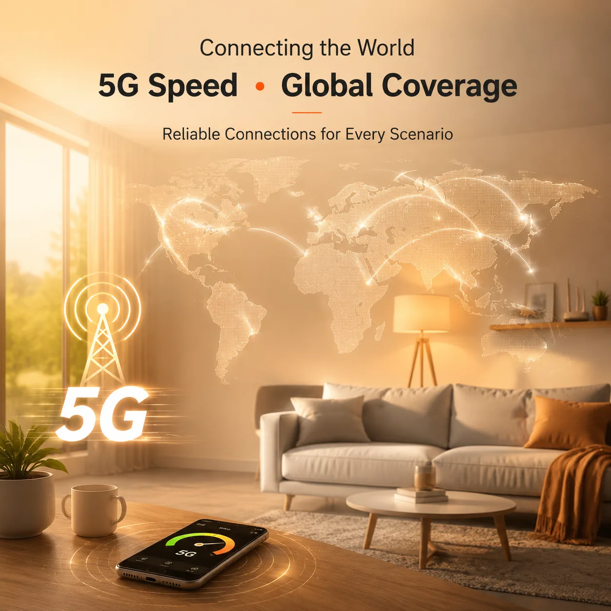 5G speed and global coverage for home wireless internet scenarios