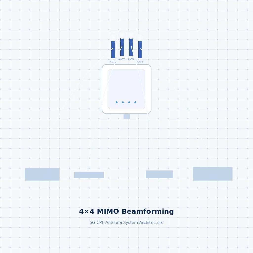 5G CPE MIMO antenna array with beamforming technology diagram