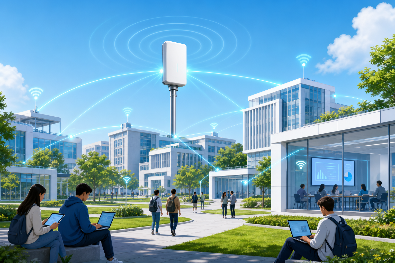 5G CPE for education and campus networks with university connectivity visualization