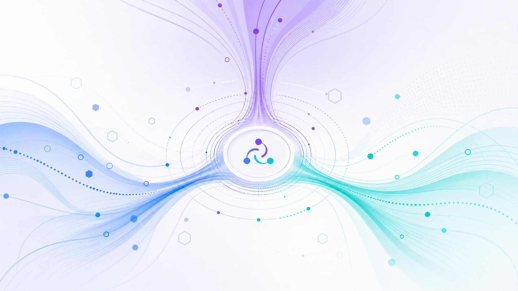 Abstract visualization of multi-RAT 4G 5G Wi-Fi network convergence and signal interworking