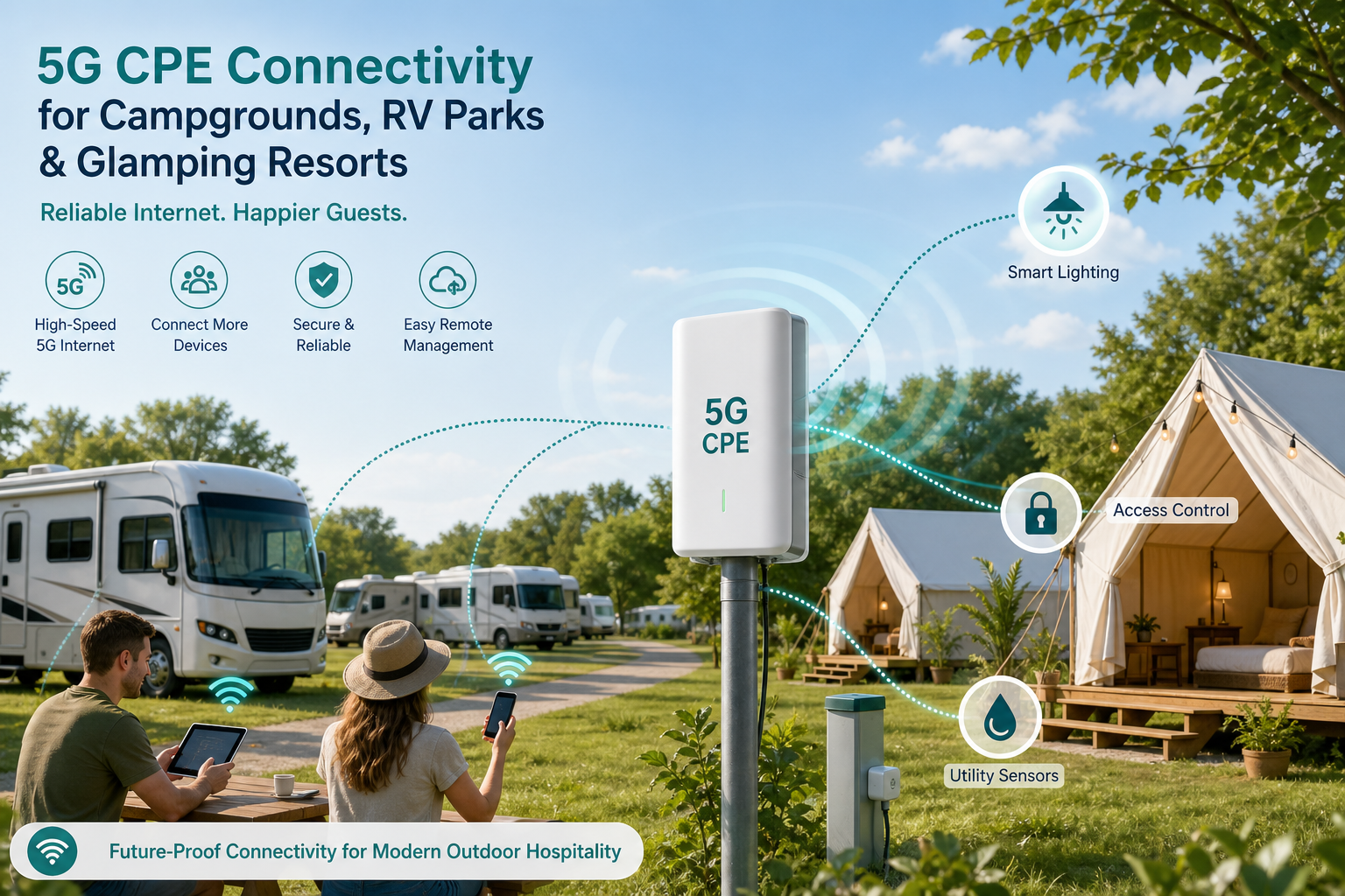 A Technical Buyer’s Guide to 5G CPE for Campgrounds, RV Parks, and Glamping Resorts: Guest Wi-Fi and Smart Amenity Connectivity for Outdoor Hospitality