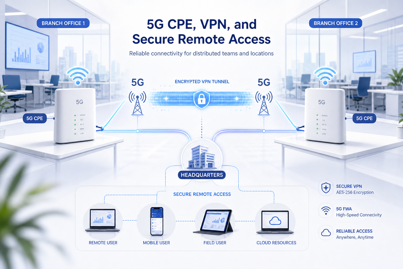 A Technical Buyer’s Guide to 5G CPE VPN and Secure Remote Access: IPsec, WireGuard, and Zero-Trust Branch Networking for Distributed Sites
