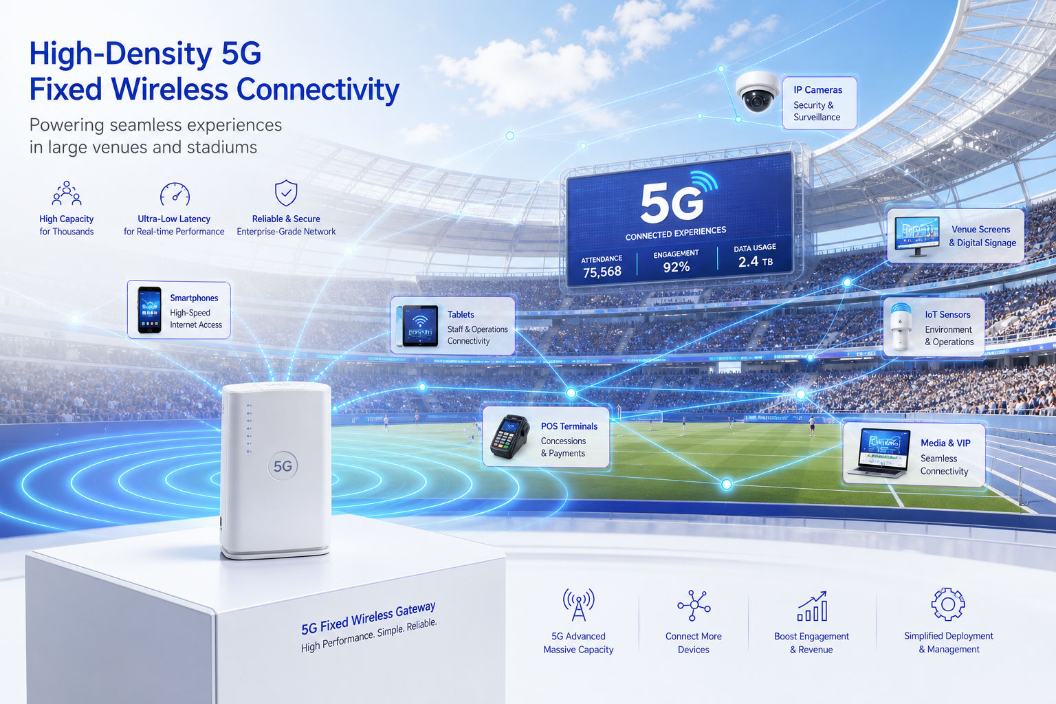A Technical Buyer’s Guide to 5G CPE for Stadiums and Large Venues: High-Density Temporary Connectivity for Events and Live Broadcast