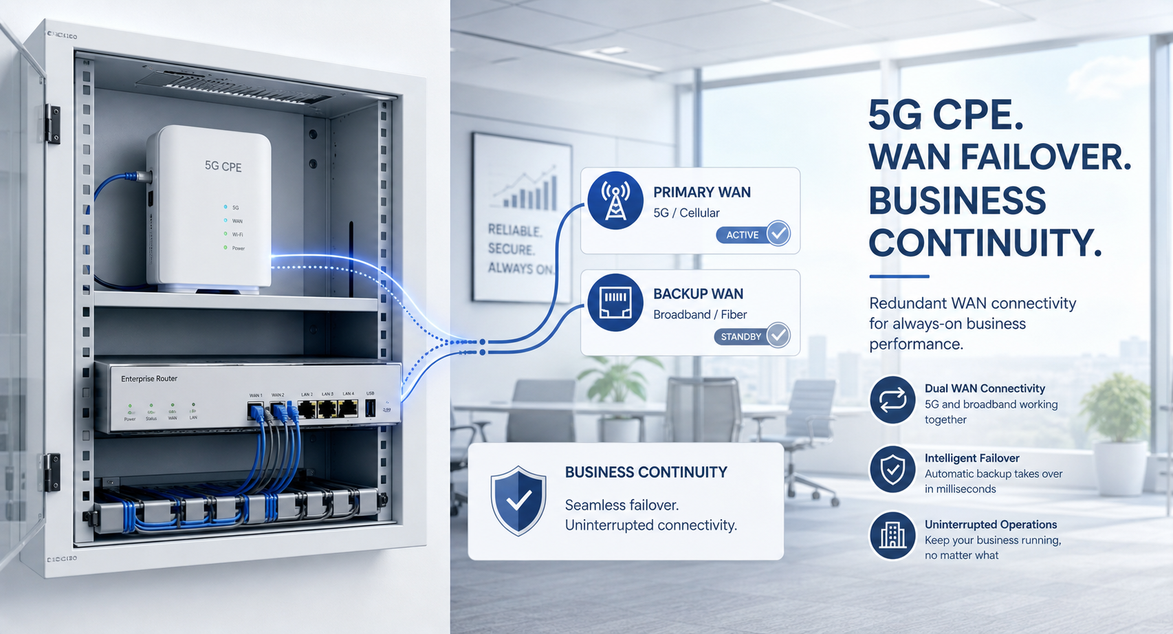 A Technical Buyer’s Guide to 5G CPE WAN Failover and Business Continuity: Using Fixed Wireless as Primary and Backup WAN for Branch Networks