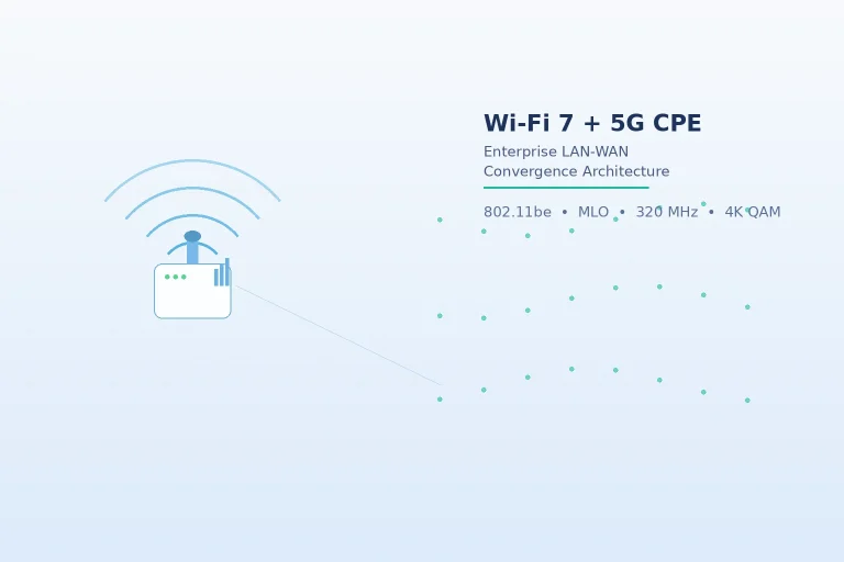 Wi-Fi 7 and 5G CPE Convergence: A Technical Architecture Guide for Enterprise LAN-WAN Integration with 802.11be MLO, 320 MHz Channels, and Multi-Gigabit Backhaul in 2026