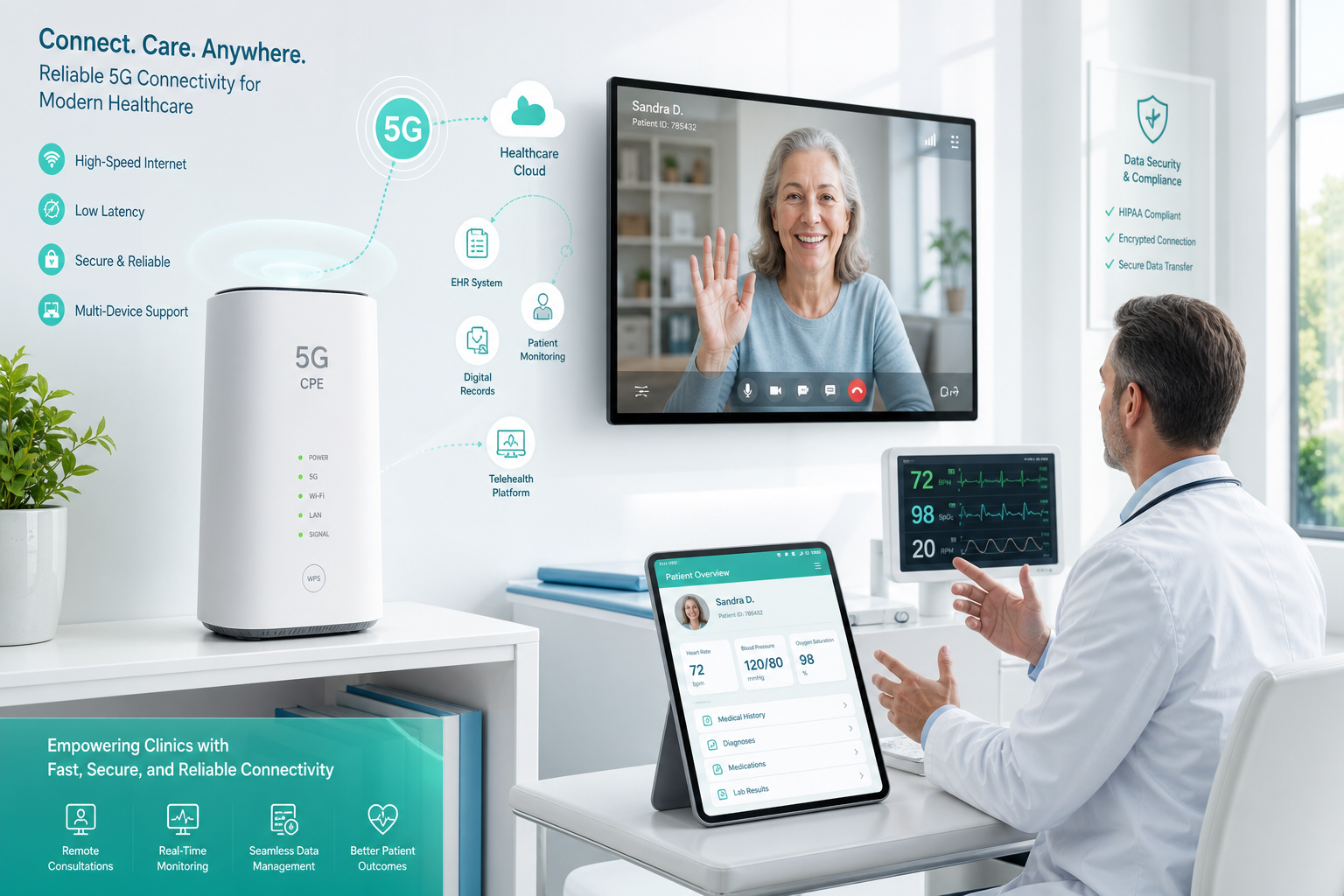 A Technical Buyer’s Guide to 5G CPE for Healthcare Clinics and Telemedicine: Secure, Resilient Fixed Wireless for Connected Care