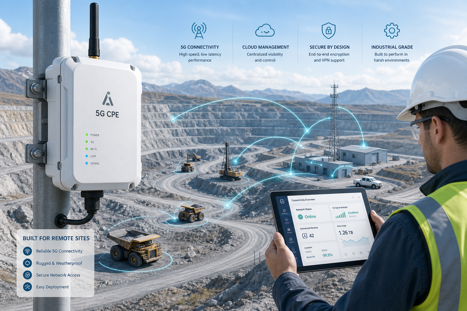 A Technical Buyer’s Guide to 5G CPE for Mining and Remote Industrial Sites: Rugged, Resilient Fixed Wireless for Harsh Environments