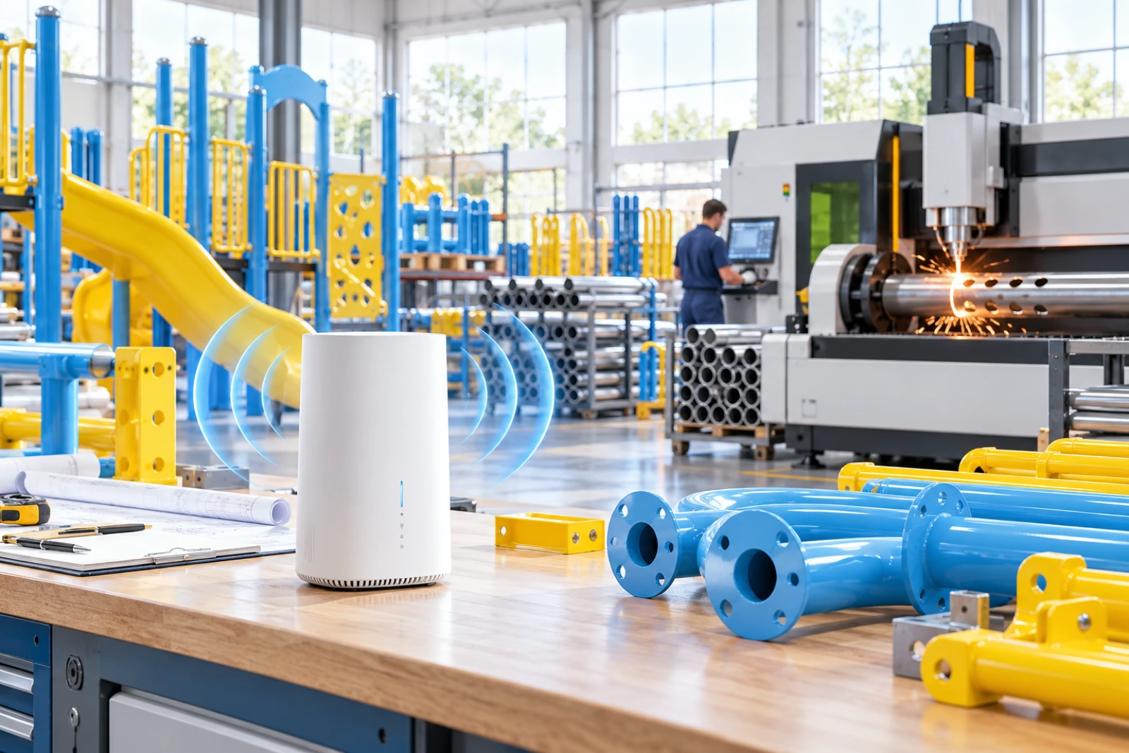 A Technical Buyer’s Guide to 5G CPE for Playground Equipment Manufacturing: Reliable Fixed Wireless for Tube Laser Cutting, Roto-Molding, and Powder Coating